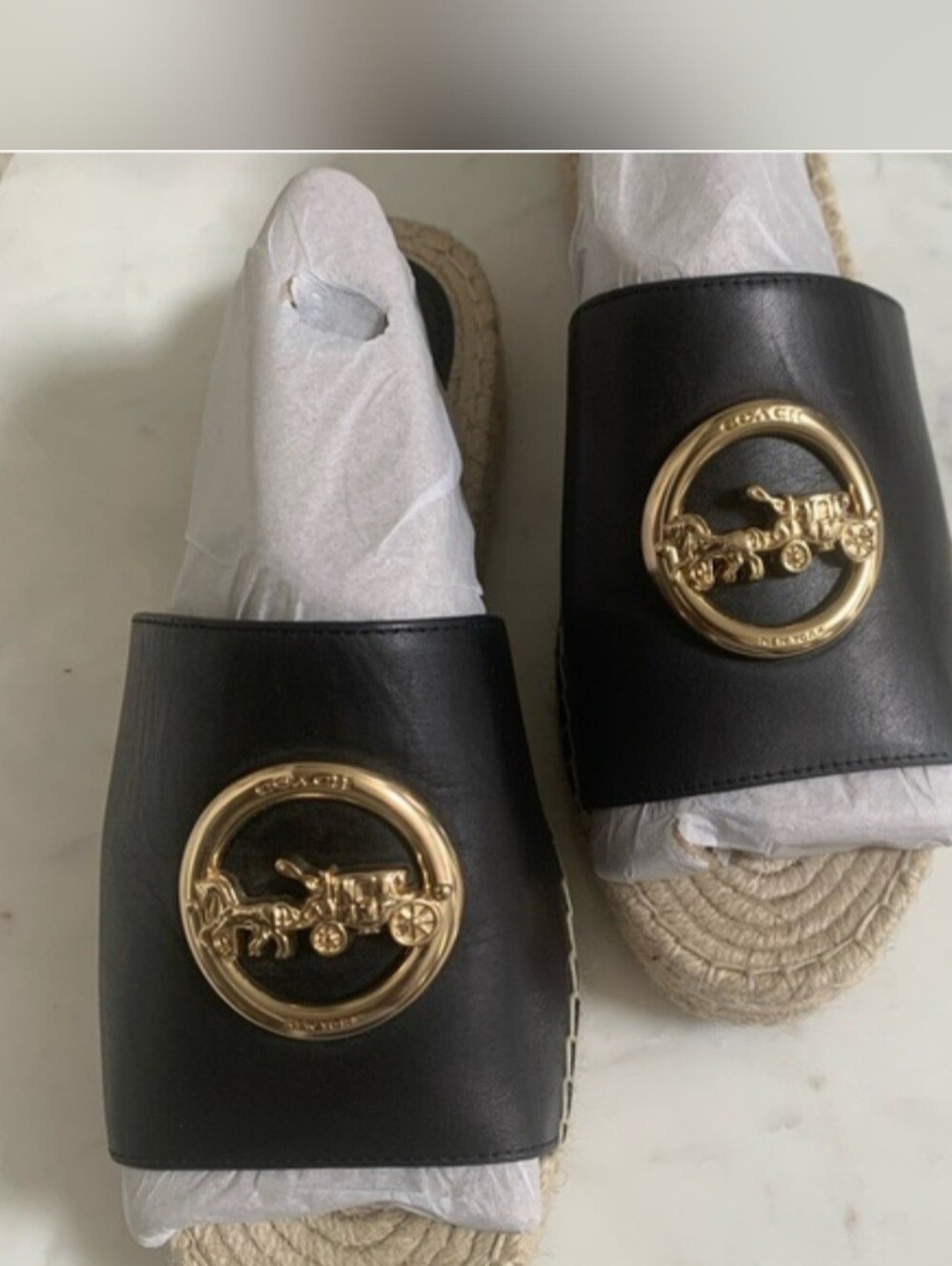 Coach Leather Espadrille Sandals